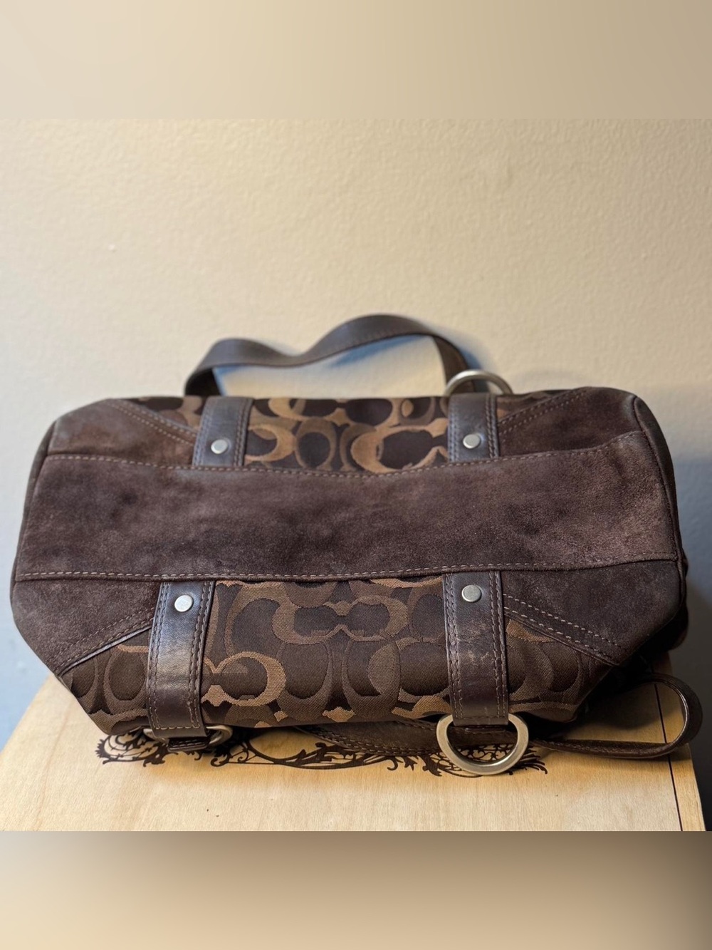 Coach Chelsea optic Signature Satchel Brown Sateen Shoulder Bag 10145 - Picture 3 of 6